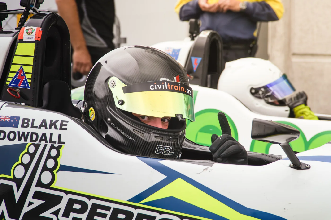 Blake Dowdall leading Race 1 at Manfeild