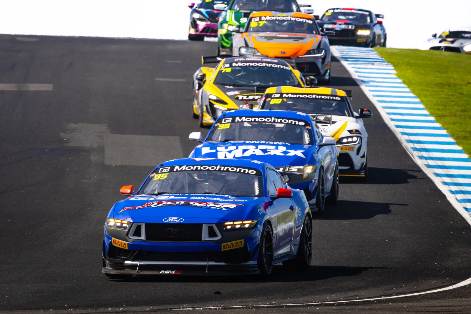 Blake Dowdall testing the #95 Ford Mustang GT4 at The Bend
