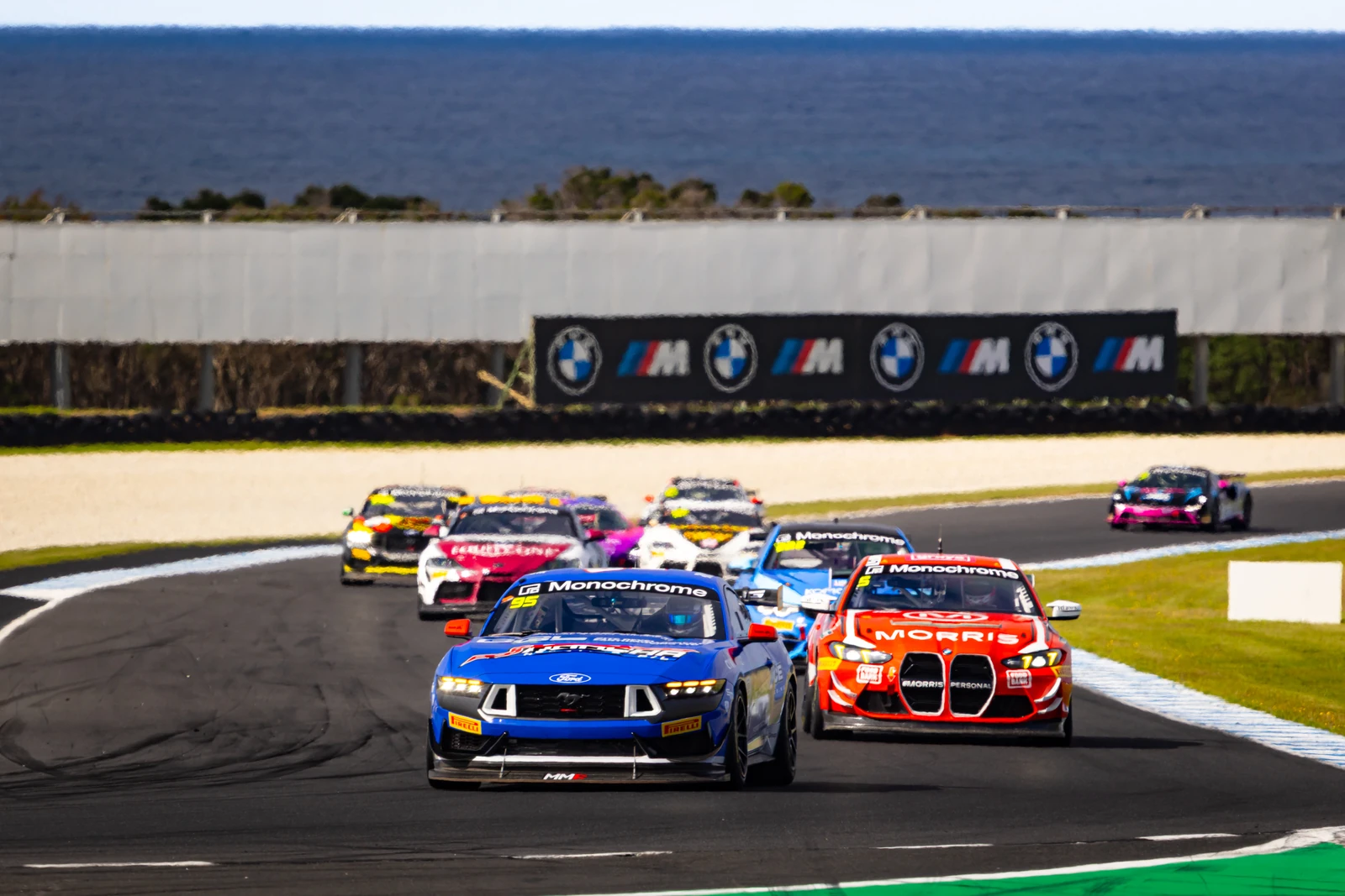 Blake Dowdall qualifying the #95 Ford Mustang GT4 in wet conditions at Phillip Island