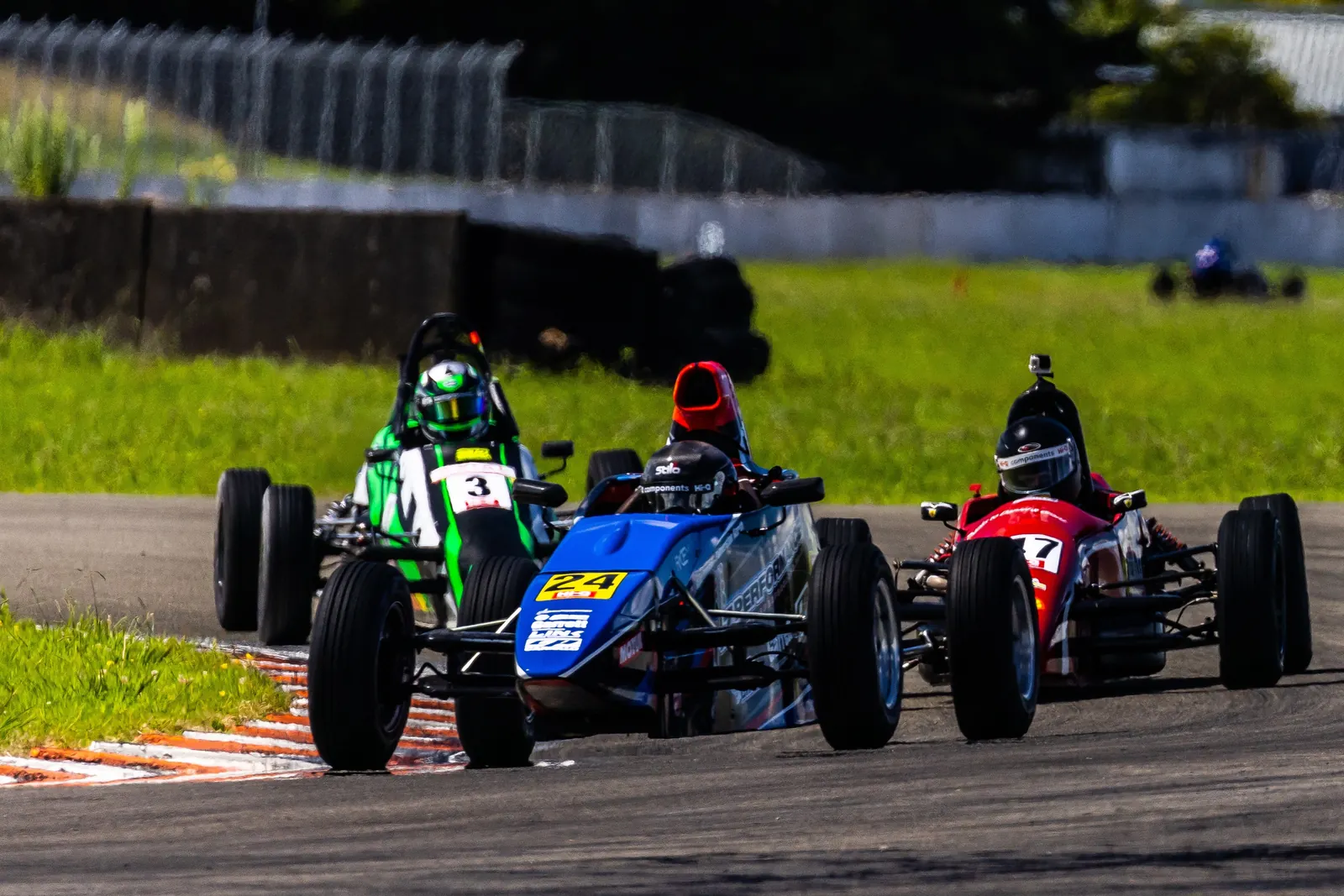 Blake Dowdall battles in the Formula First pack at Manfeild.