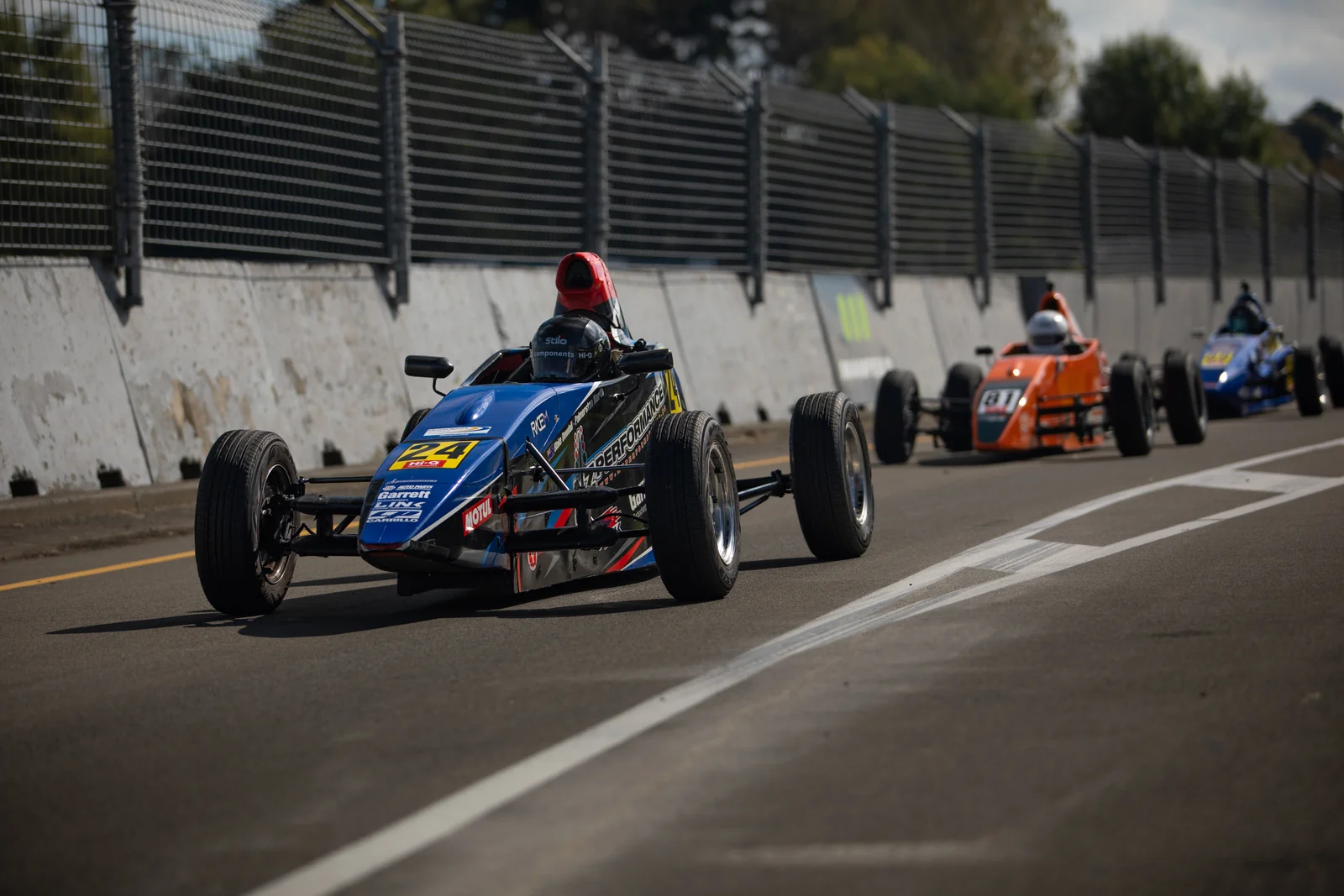 Blake Dowdall threads his #24 Formula First car through a corner at Manfeild.