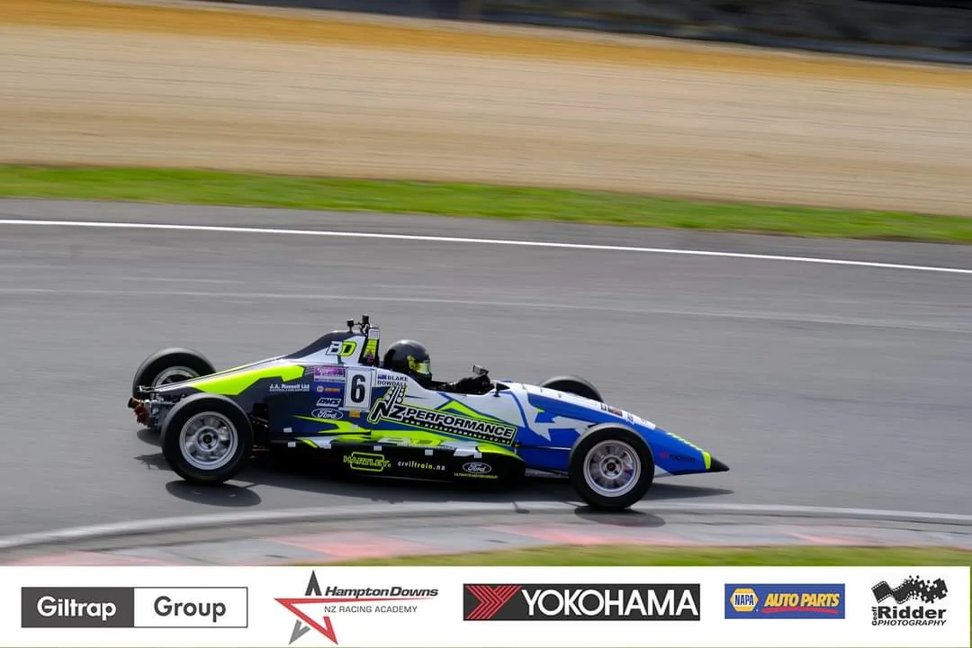 Blake Dowdall racing his #6 Formula Ford at Hampton Downs.