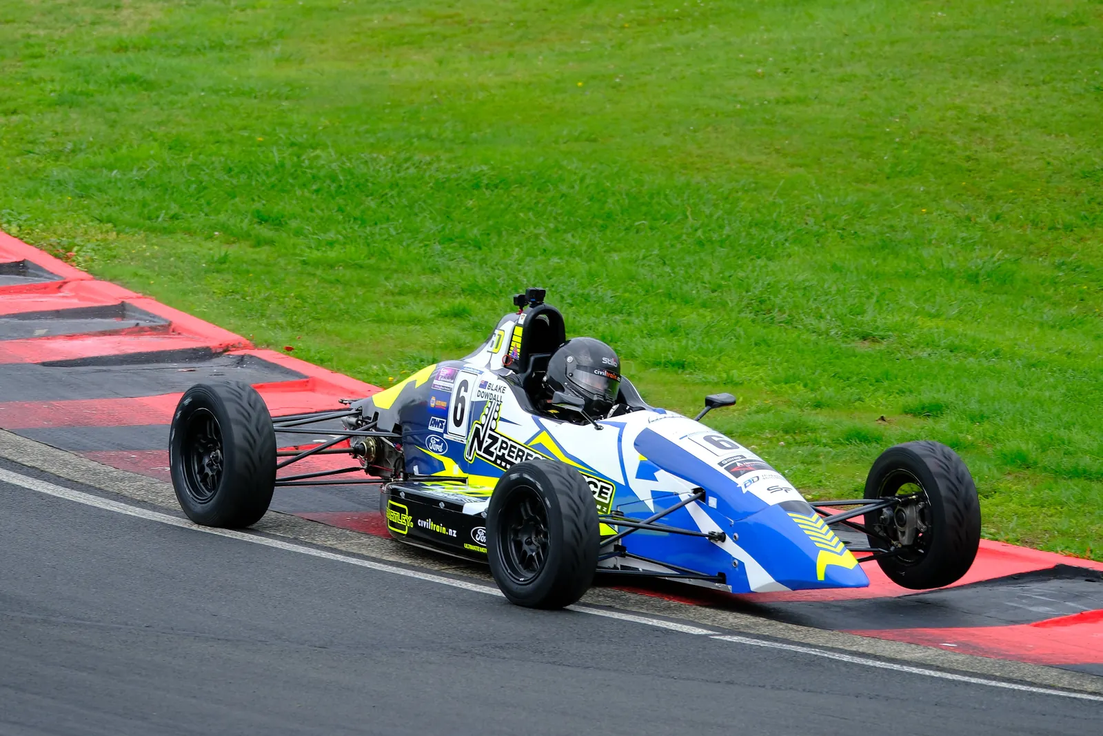 Blake Dowdall racing his #6 Formula Ford at Hampton Downs for the New Zealand Grand Prix meeting.