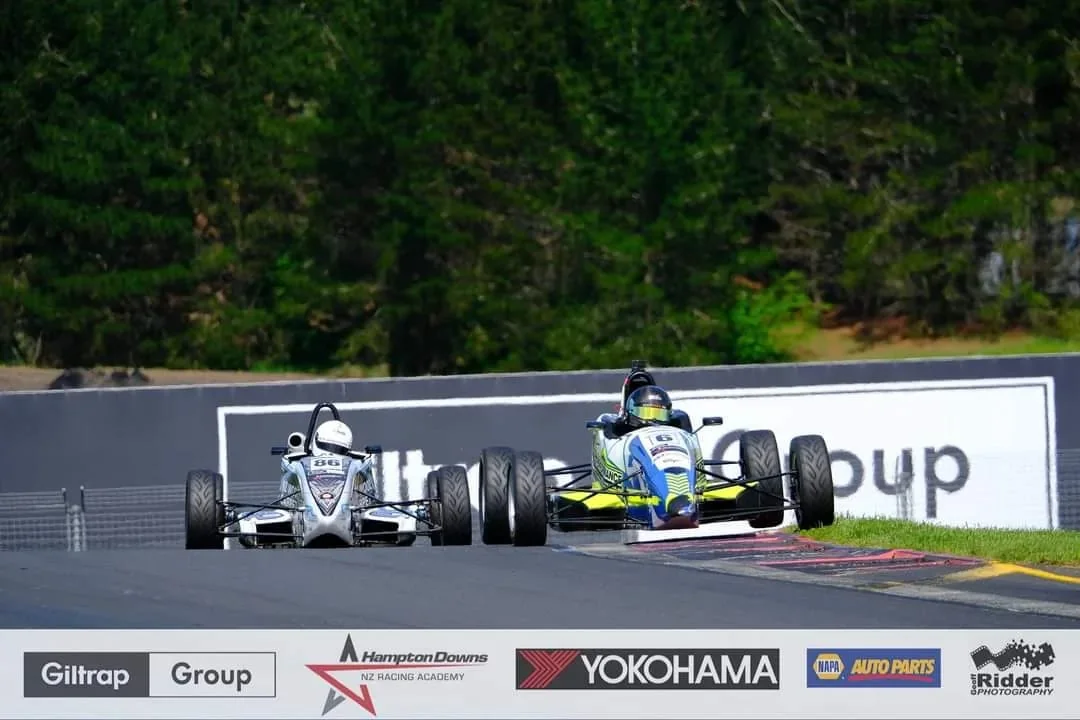 Blake Dowdall racing his #6 Formula Ford during the 2023-24 North Island Formula Ford Championship.
