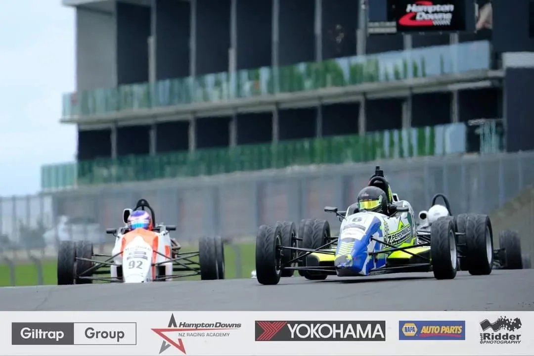 Blake Dowdall racing his #6 Formula Ford during the 2023-24 North Island Formula Ford Championship.
