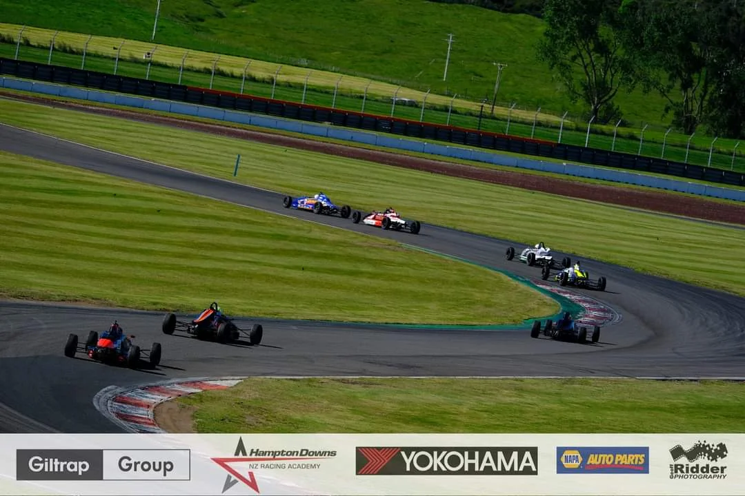 Blake Dowdall racing his #6 Formula Ford during the 2023-24 North Island Formula Ford Championship.