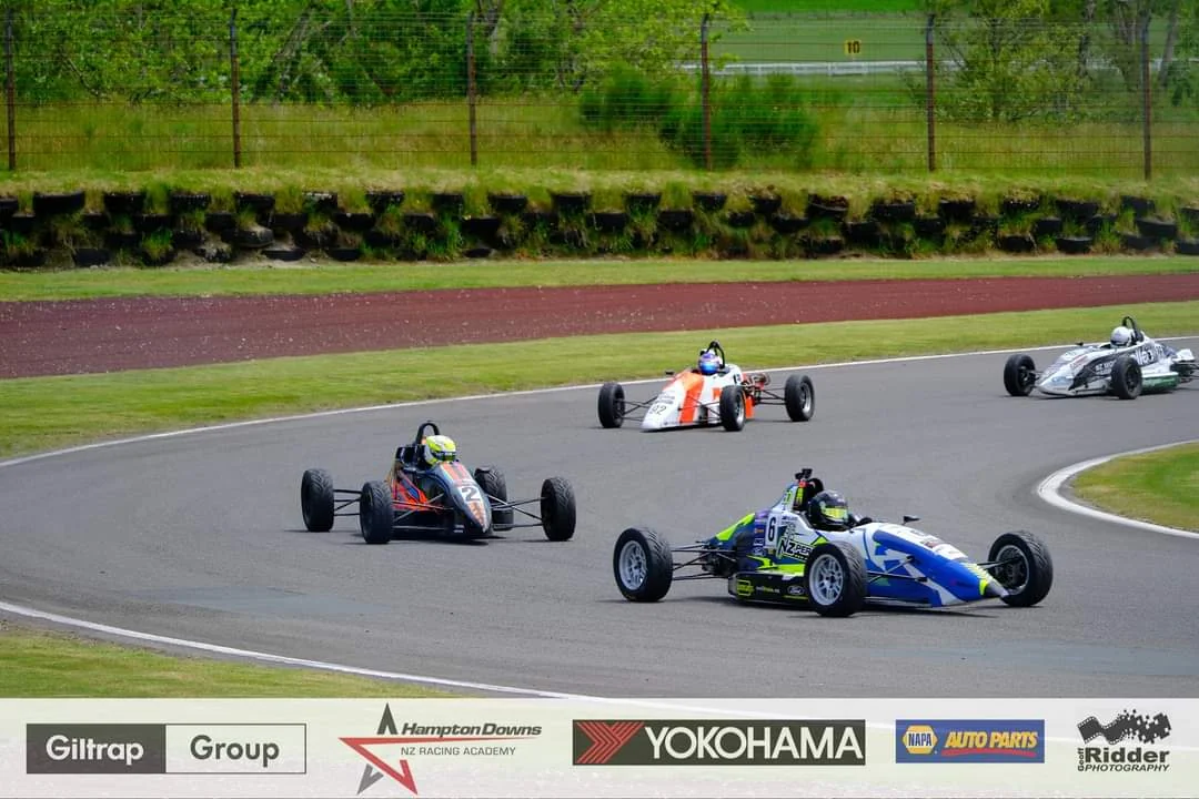 Blake Dowdall racing his #6 Formula Ford during the 2023-24 North Island Formula Ford Championship.