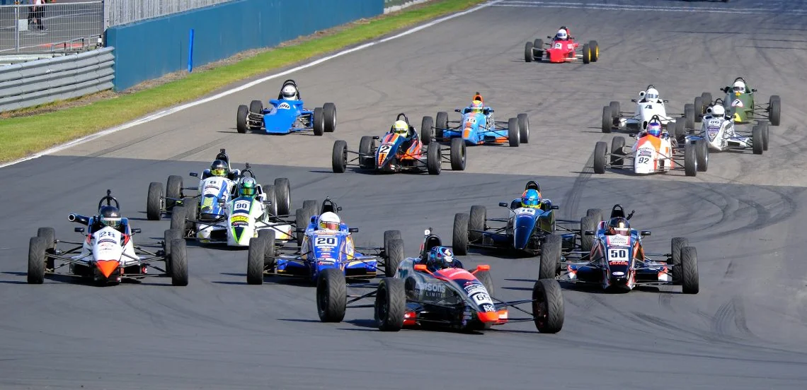 Blake Dowdall lines up on the grid during the 2023-24 North Island Formula Ford Championship.