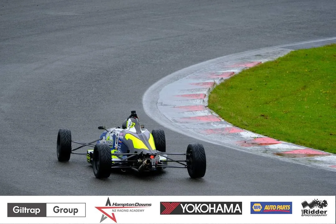Blake Dowdall racing his #6 Formula Ford during the 2023-24 North Island Formula Ford Championship.