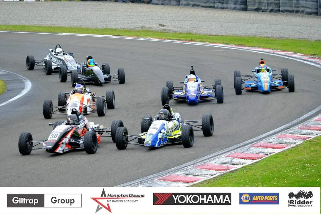 Blake Dowdall racing his #6 Formula Ford during the 2023-24 North Island Formula Ford Championship.
