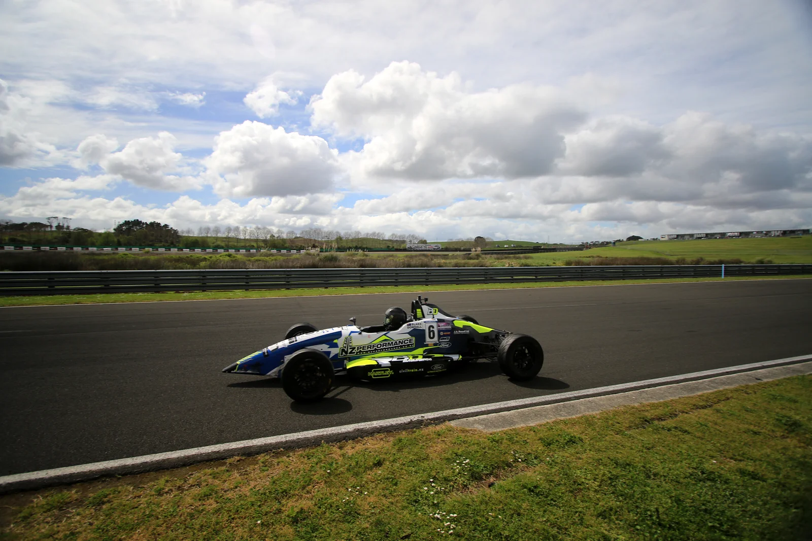 Blake Dowdall battles in the Formula Ford pack at Hampton Downs.