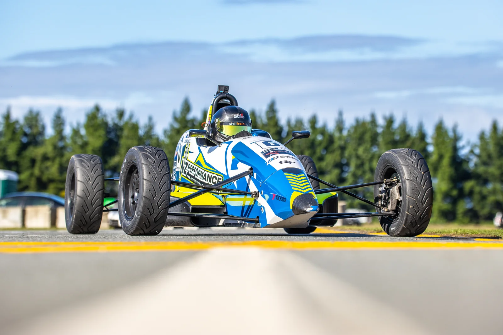 Blake Dowdall and his #6 Formula Ford in the paddock at Teretonga Park.