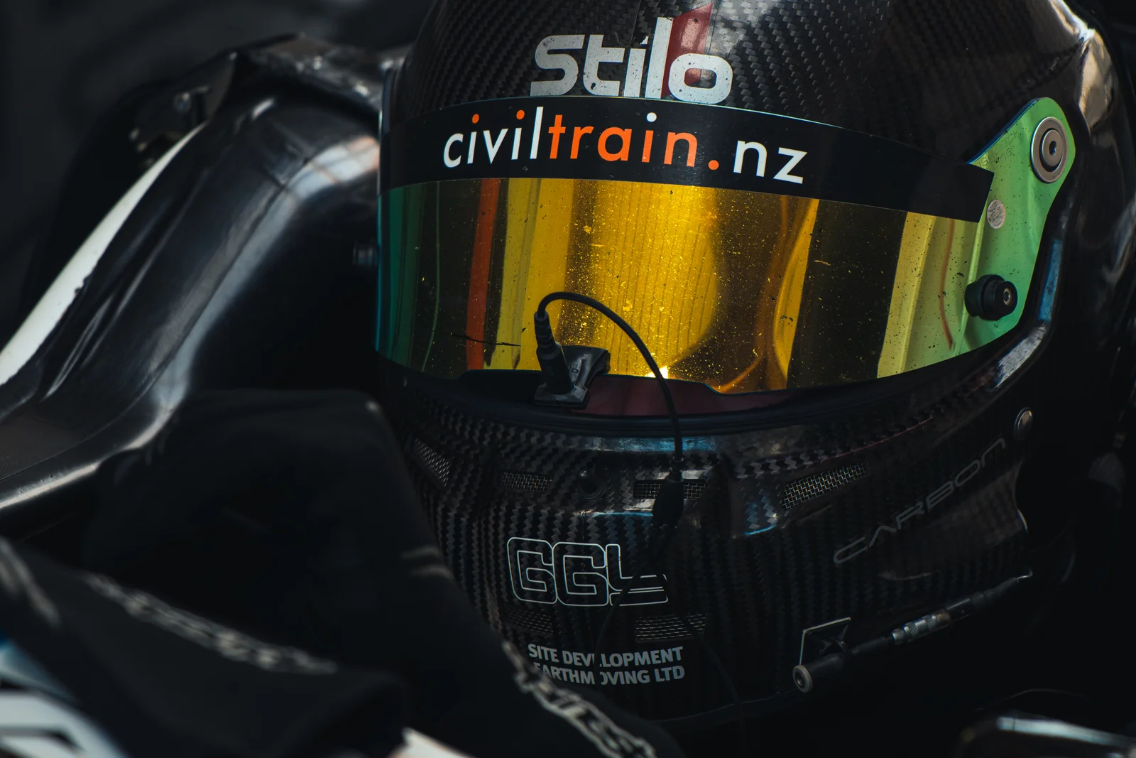 Blake Dowdall helmeted and focused at Manfeild.