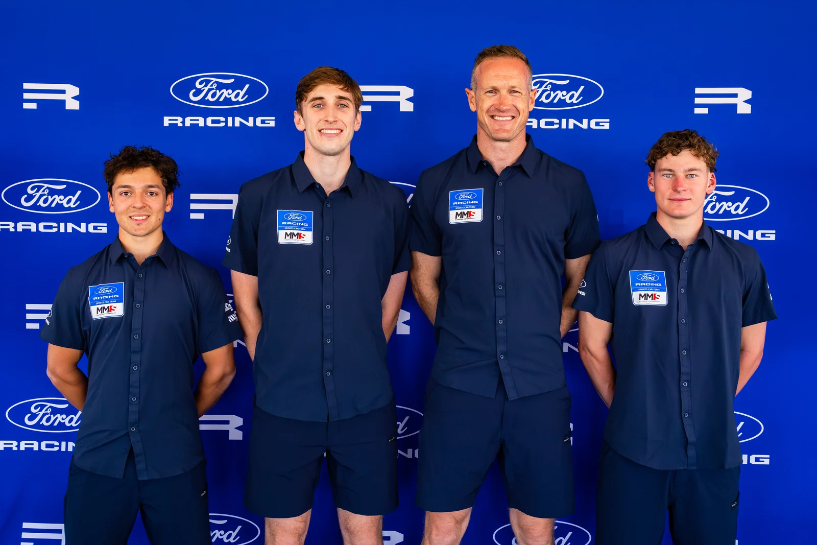 Blake Dowdall with his GT4 Australia co-drivers at the Bathurst season launch