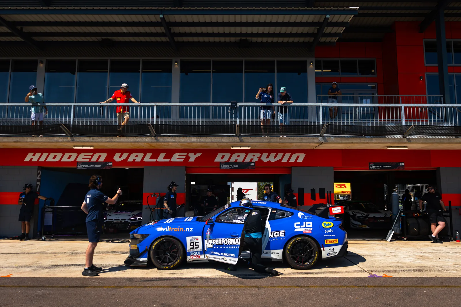 Blake Dowdall's Ford Mustang GT4 in the Hidden Valley Darwin pit lane