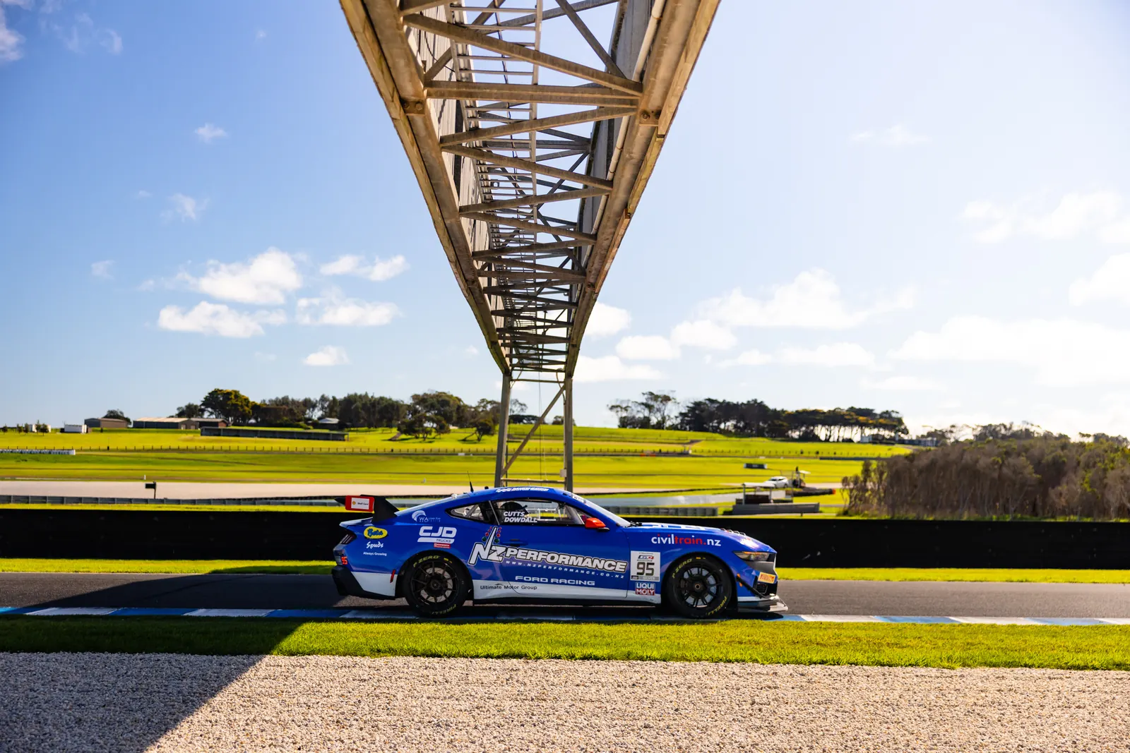 The #95 Ford Mustang GT4 on track at the Phillip Island media day