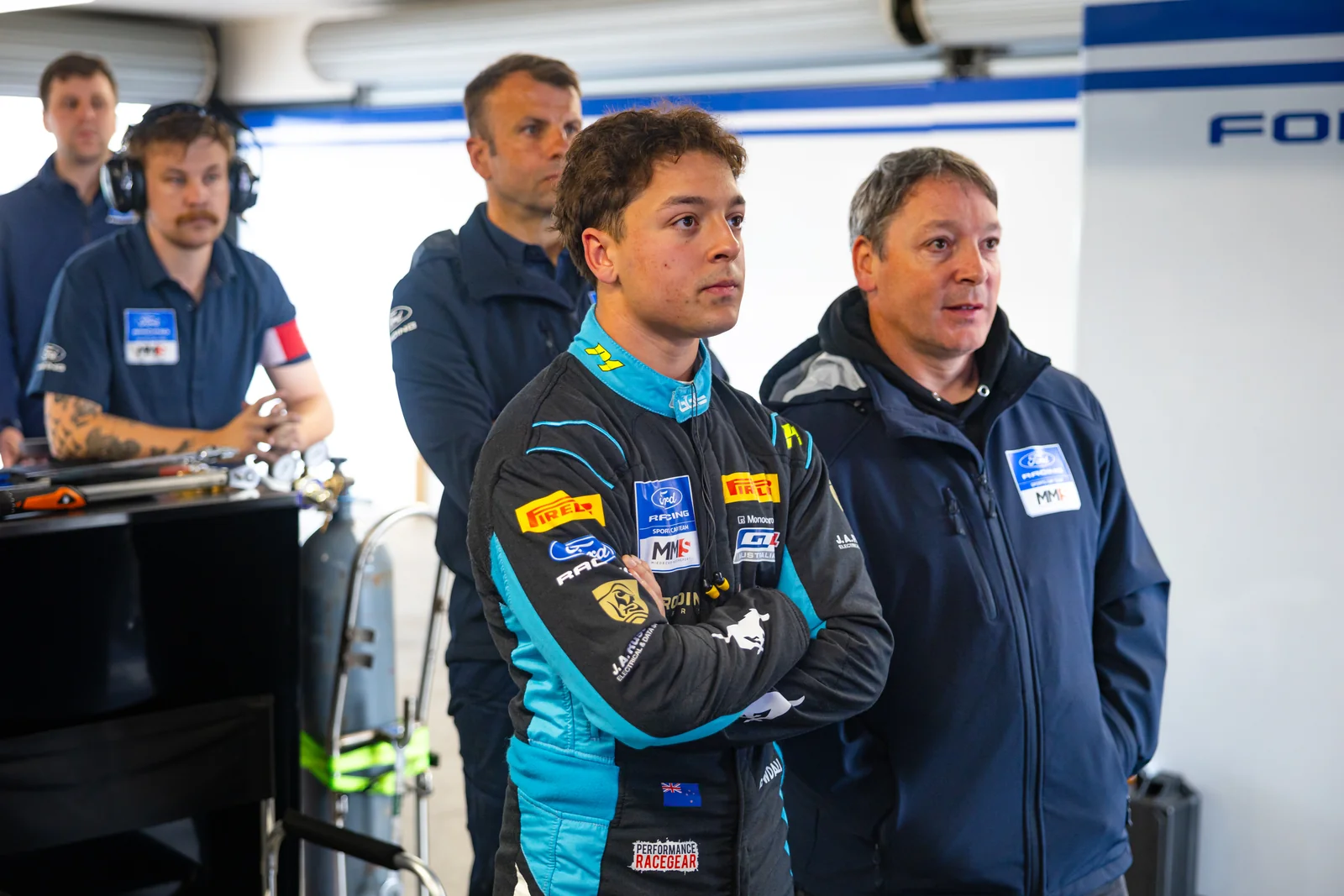 Blake Dowdall with the Miedecke Motorsport crew at Phillip Island Round 1