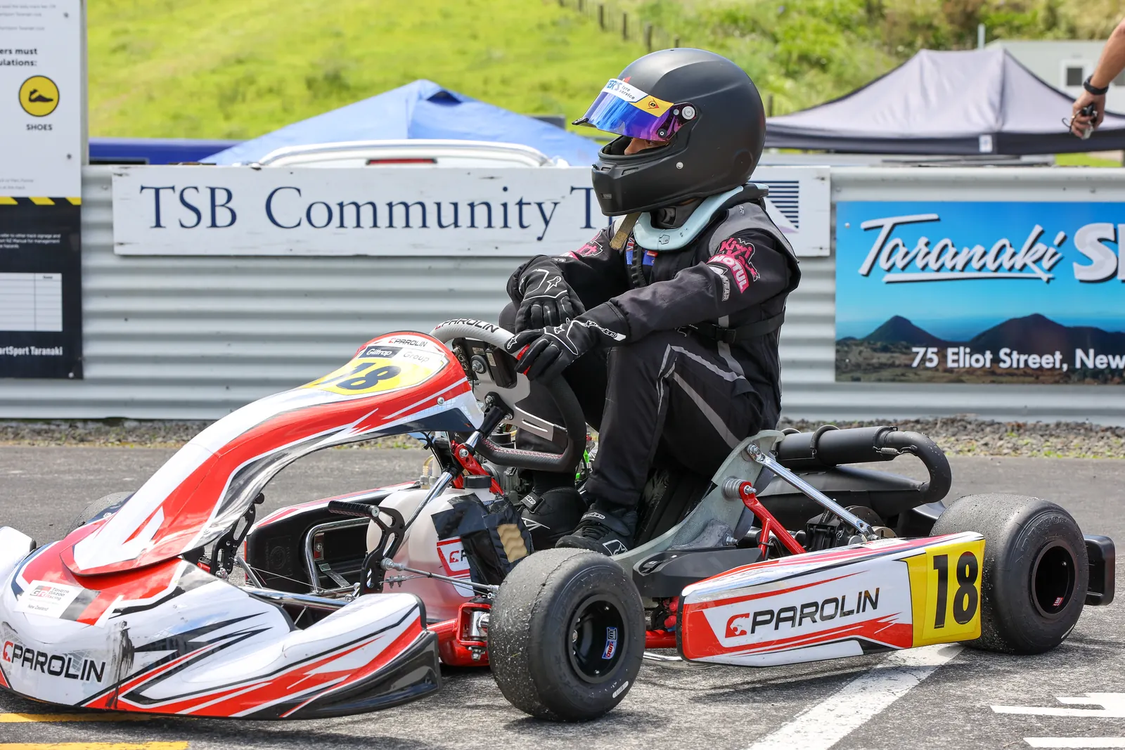 Blake Dowdall corners his kart in the Rotax class