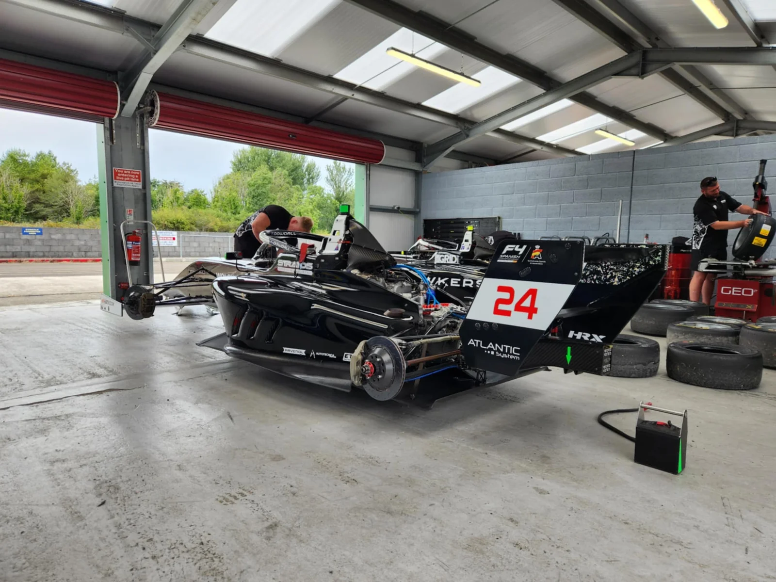 A single-seater in the Rodin Motorsport workshop in the United Kingdom